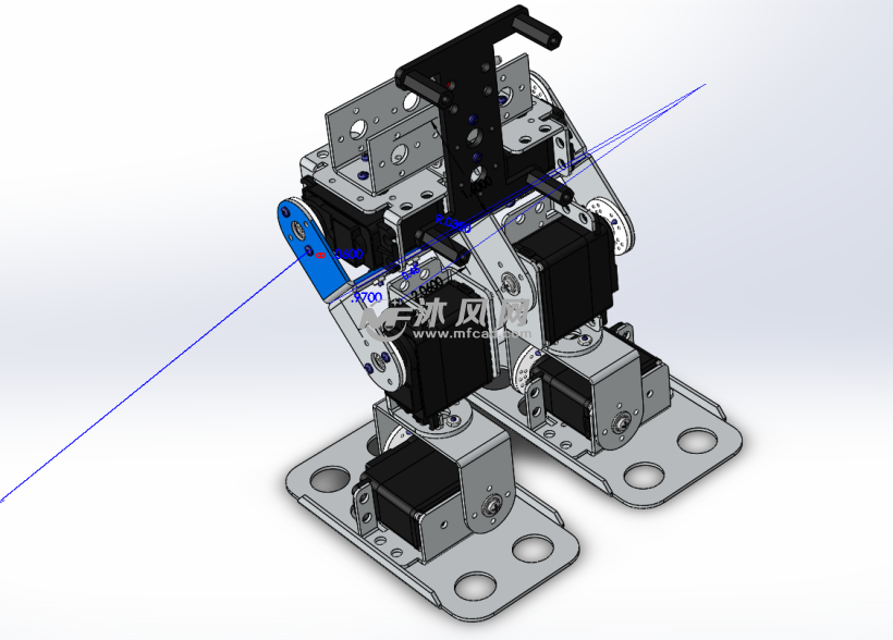 行走机器人连杆传动带参模型 - solidworks机械设备