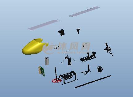 自制组装遥控直升机模型 - ProE玩具公仔类模