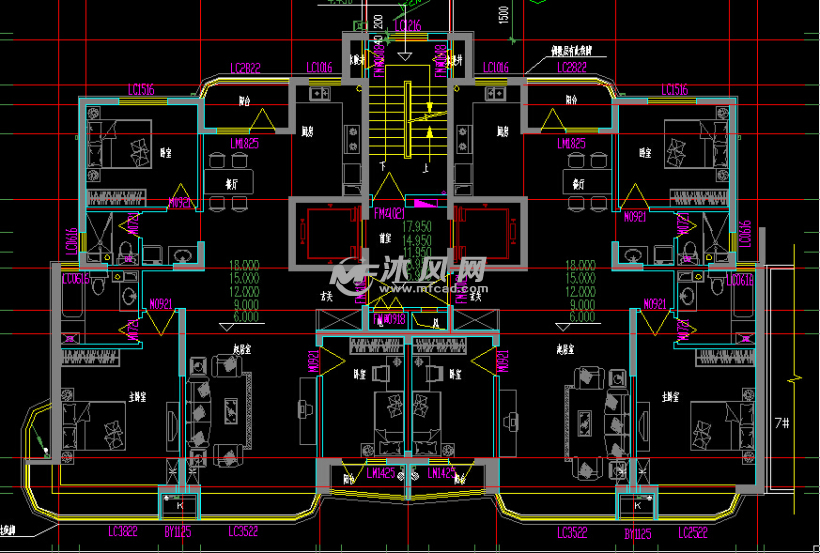 十八层(b1-f18)剪力墙结构住宅楼(一梯两户)建筑施工图-5400平26张cad