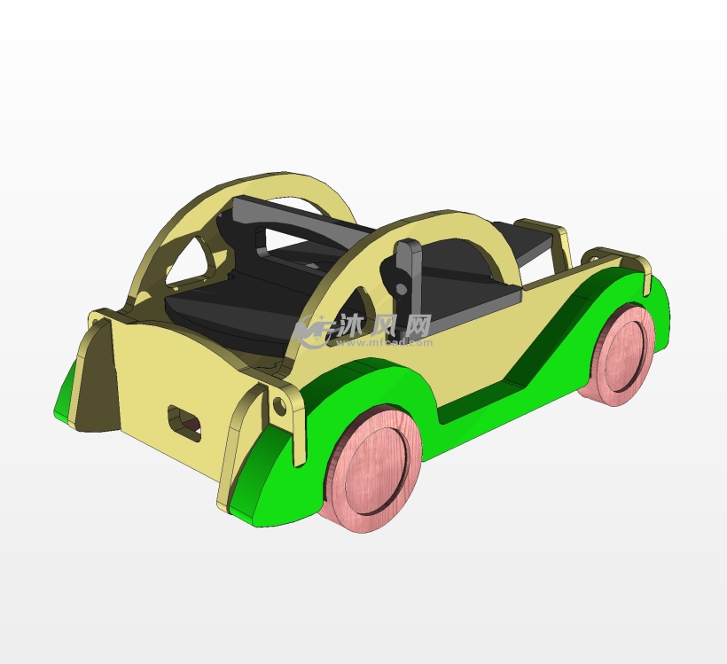 木制拼图玩具车设计模型 - solidworks玩具公仔