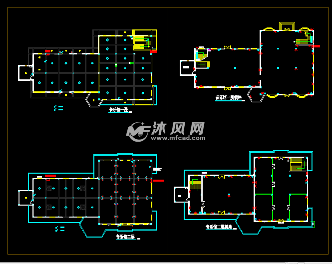 欧式音乐馆音乐展览馆音乐教室cad设计图