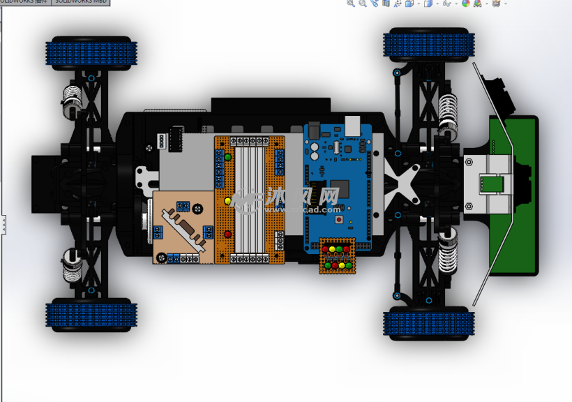 智能机器人赛车完整零部件模型 - solidworks交