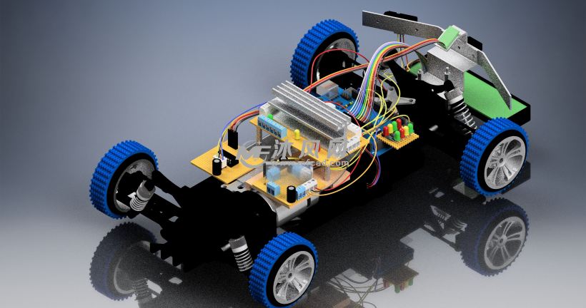 智能机器人赛车完整零部件模型 - solidworks交