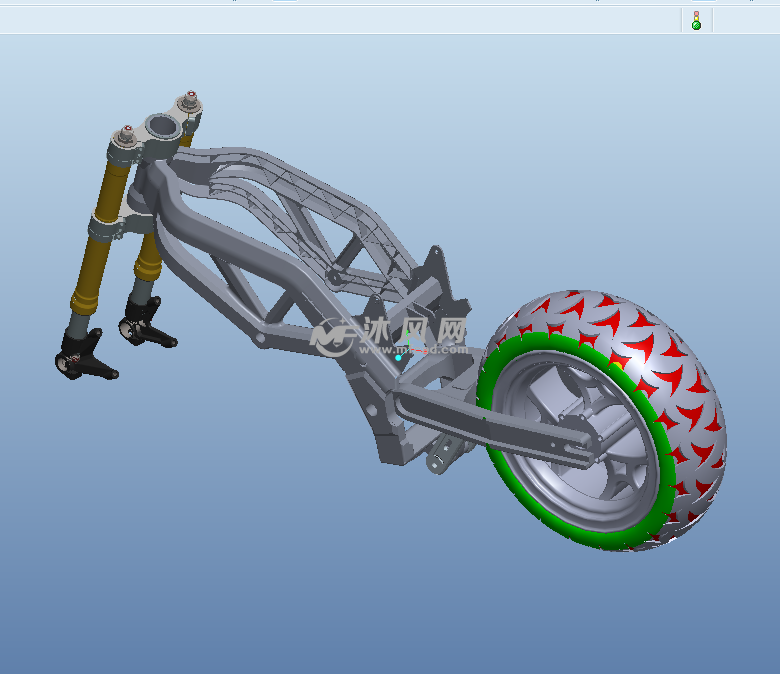 摩托车底盘与后轮框架设计模型