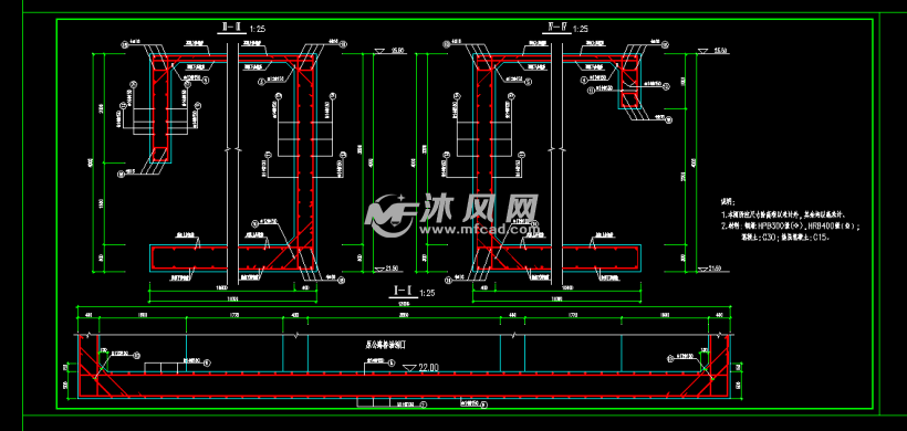 集水井蓄水池结构施工图模板图