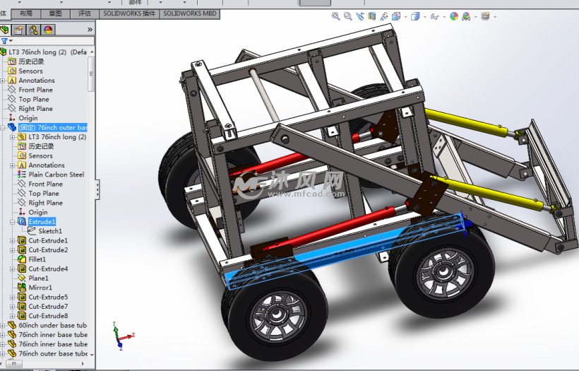 自制非标小车连杆起重装置带参模型 - solidworks机械