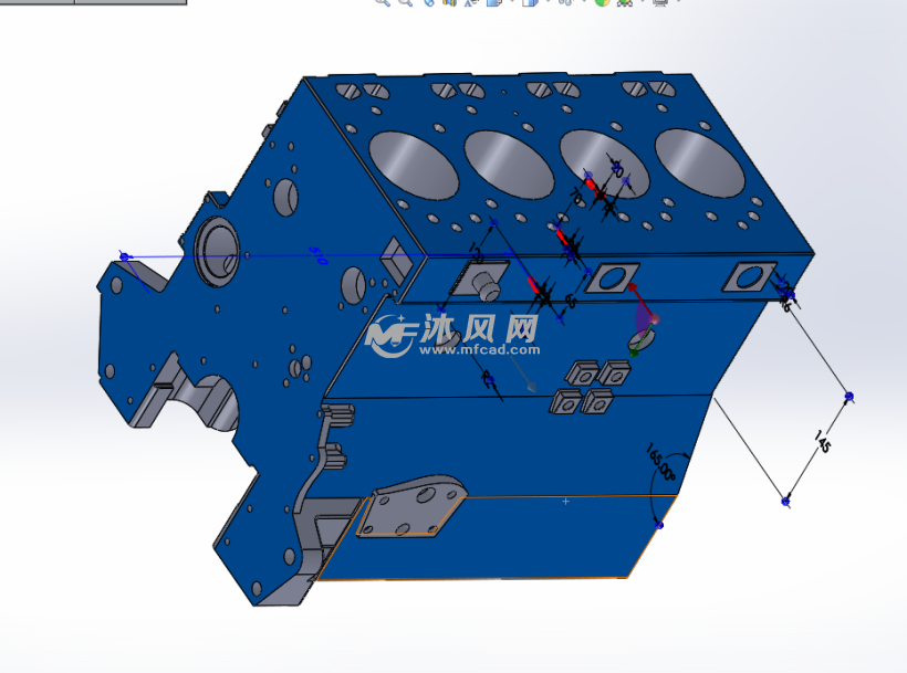 MF385引擎块整体缸体带参模型