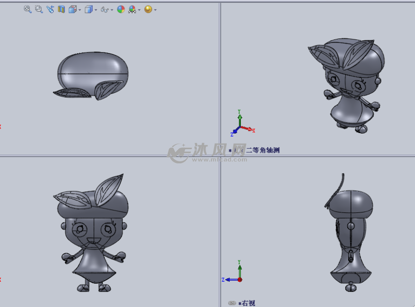 卡通造型的茶杯设计模型三视图