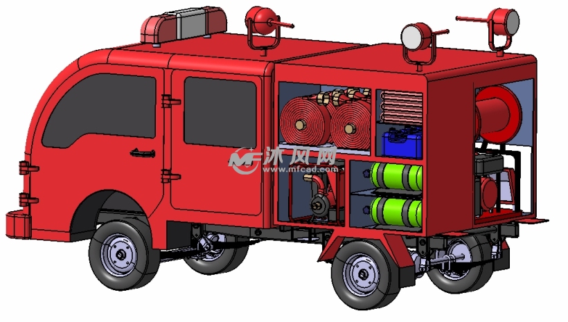 快速反应救火车消防车模型 - solidworks交通工