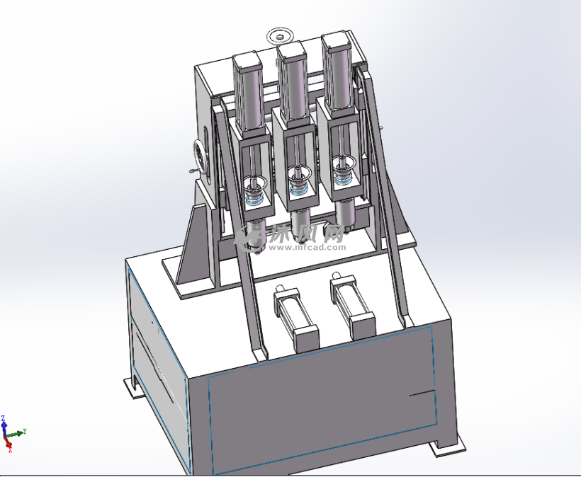 三液压缸顶紧机构模型 - solidworks底座支架类