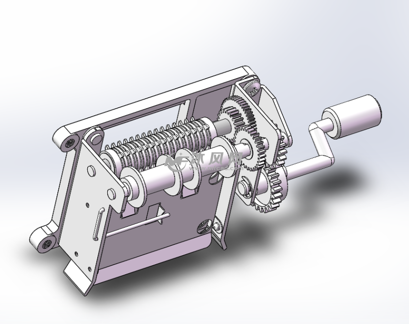 手摇式塑料齿轮传动音乐盒核心部件模型