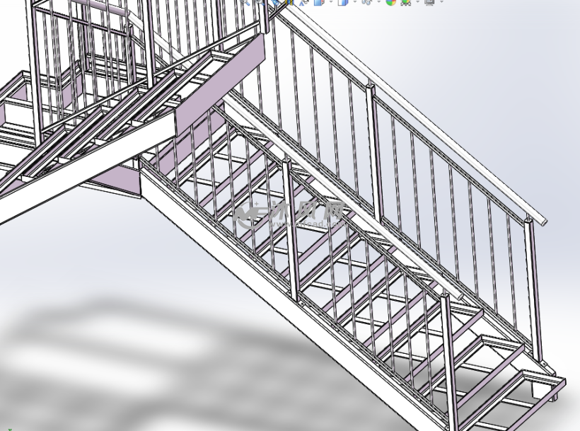 钢架不锈钢楼梯走梯模型 solidworks底座支架类模型下载 沐风图纸