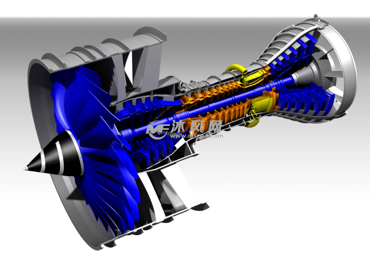 飞机涡轮风扇发动机 - catia军工用品模型 - 沐风图纸