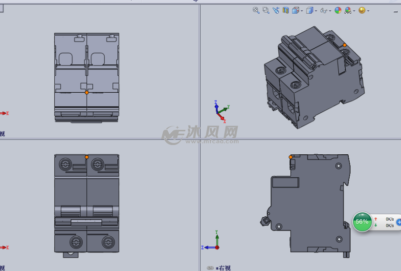 断路器设计模型三视图