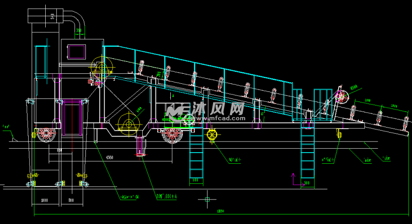 b1400宽带卸料小车防尘装置皮带机卸料系统外形尺寸图