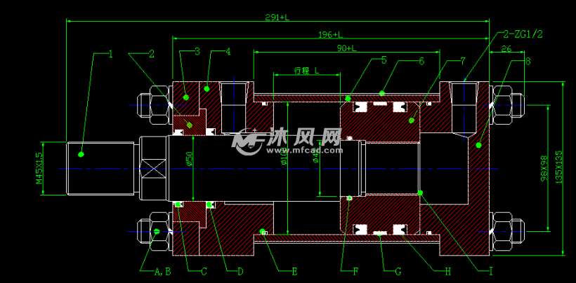 厂生产用标准拉杆油缸14MPa 100R50 图纸 - A