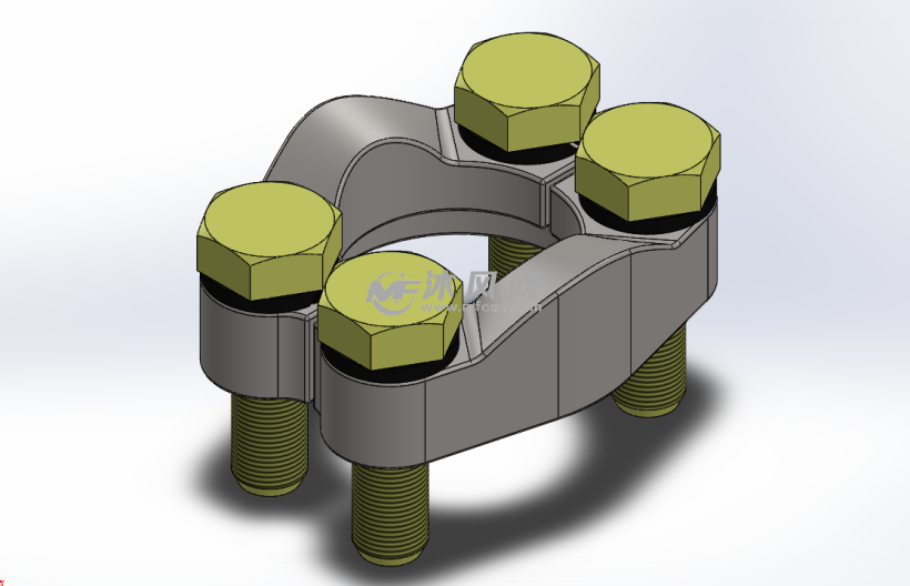 3\/4英寸液压管螺丝法兰带参模型 - solidworks小