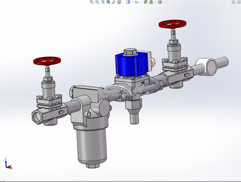 压缩机油路及水管阀门控制管路模型 - solidwo