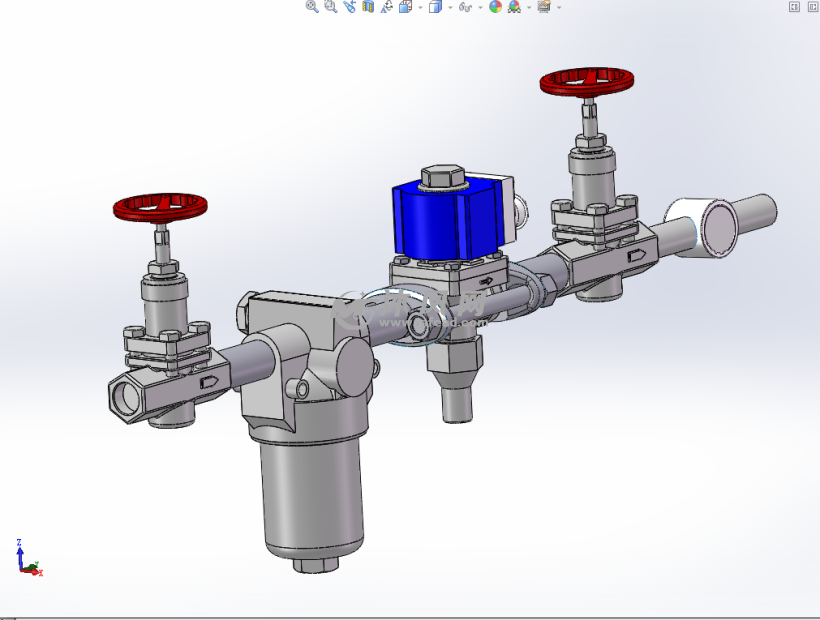 压缩机油路及水管阀门控制管路模型