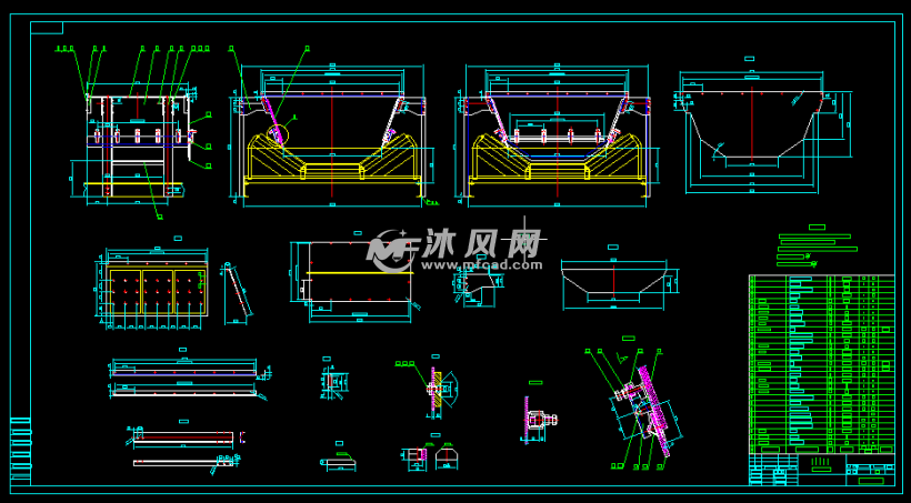 b=2200 皮带机导料槽全套生产图纸