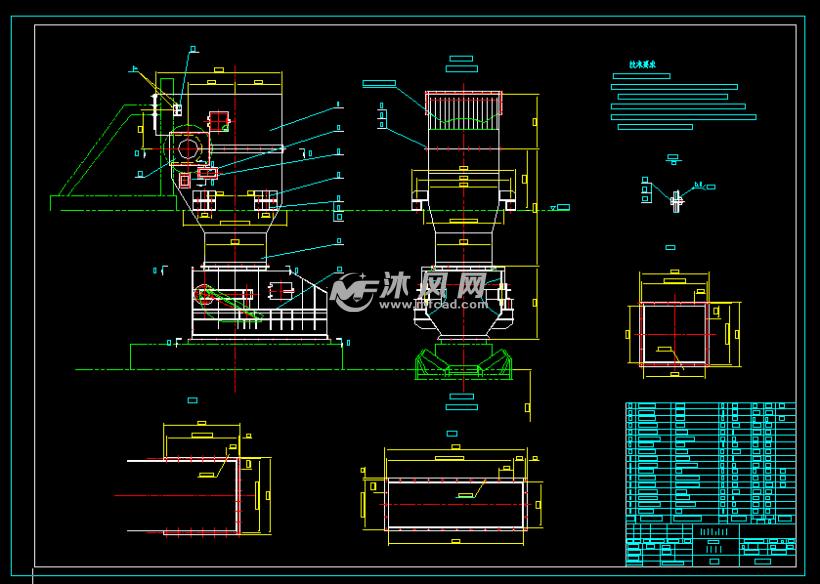 皮带机头部漏斗生产总图 - autocad输送设备图纸下载