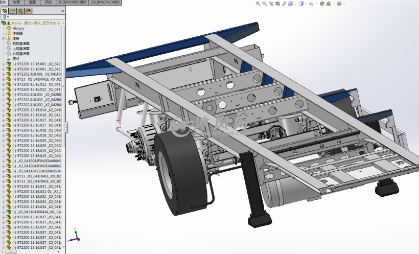 拖车挂车货车底盘传动结构框架设计模型