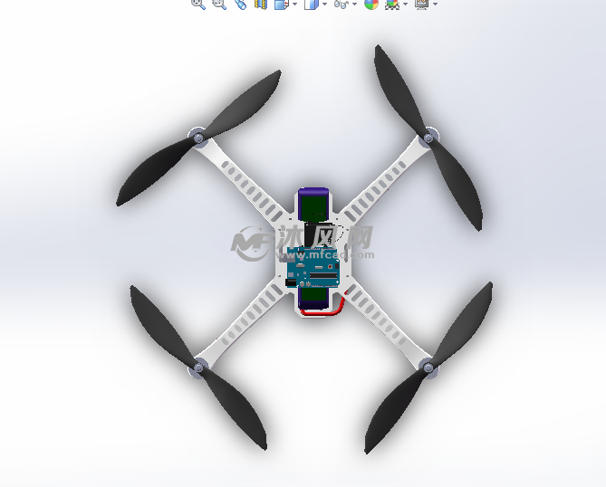 四旋翼飞行器模型设计 solidworks交通工具模型下载 沐风图纸