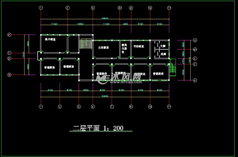 某小学教学楼室内设计装修CAD方案施工图 - c