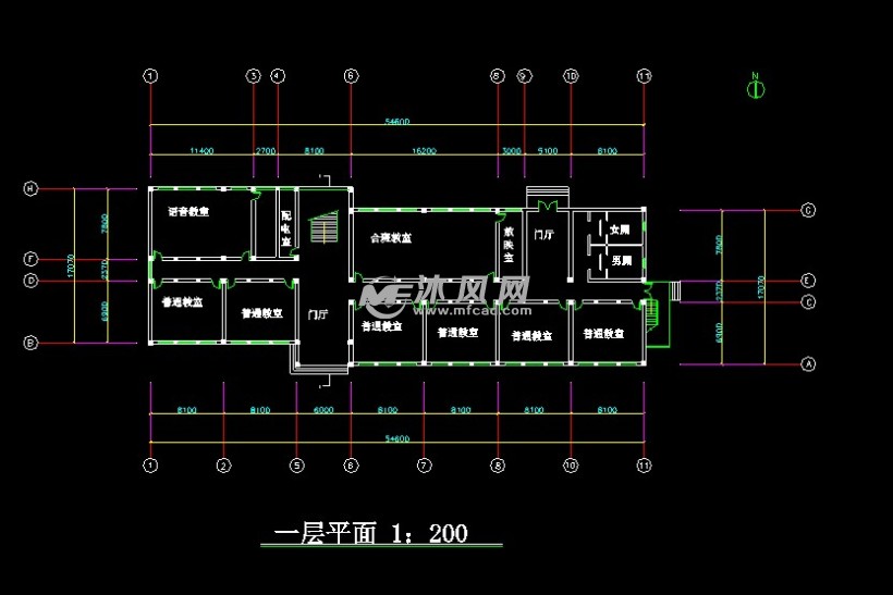某小学教学楼室内设计装修CAD方案施工图 - c