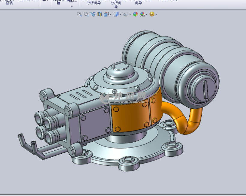 游戏海岛奇兵喷火器设计模型 - solidworks机械