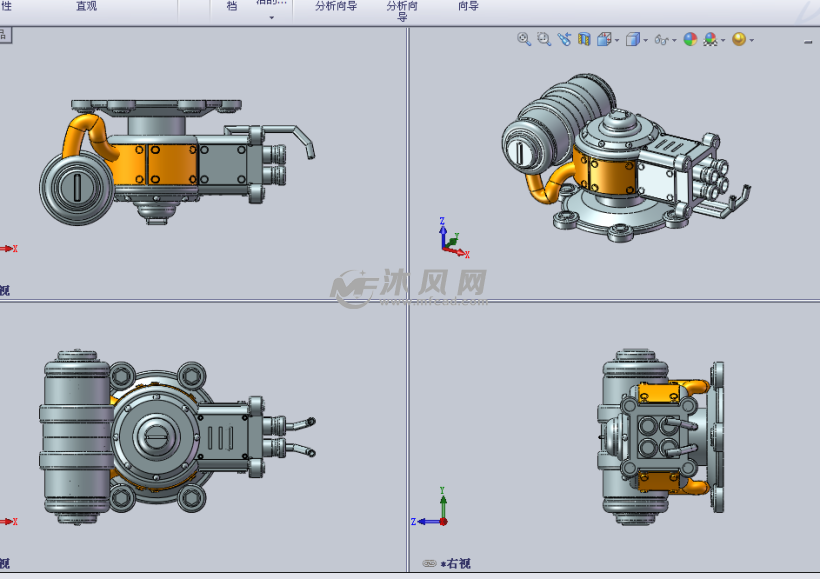 游戏海岛奇兵喷火器设计模型 - solidworks机械
