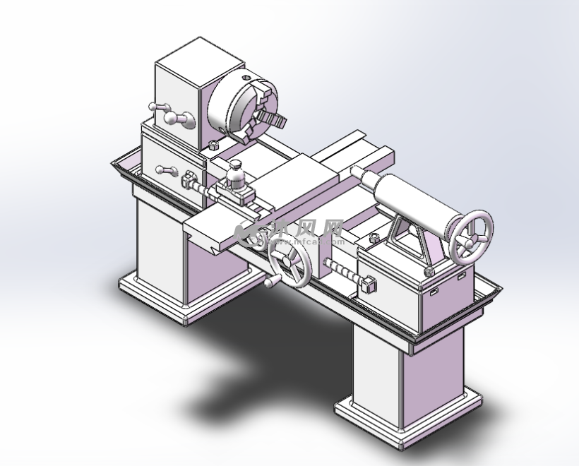 卧式车床简易设计模型 - solidworks机械设备模型下载