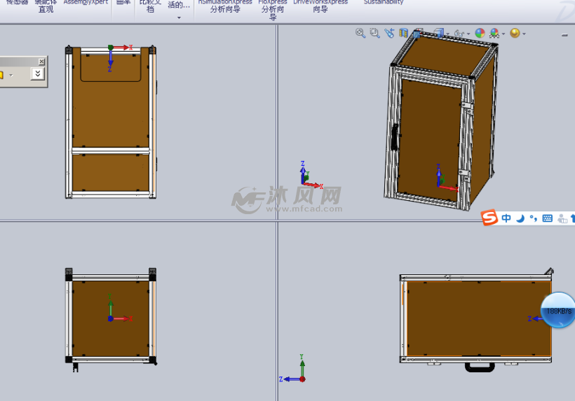铝型材结构的环境柜(室)装配体设计模型三视图