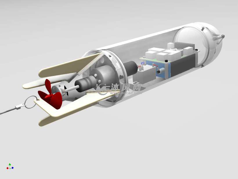 小型电池供电的鱼雷 水底航拍器模型 - solidwo