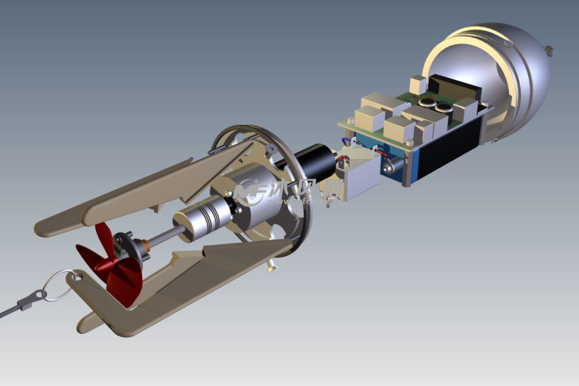 小型电池供电的鱼雷 水底航拍器模型 - solidwo