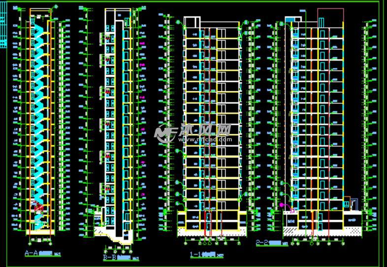 17层两梯三户现代风格住宅建筑全套图纸 - Au