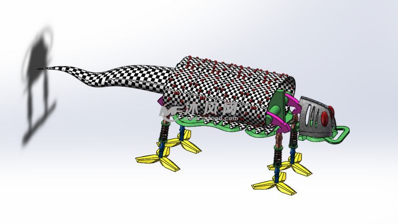 仿生蜥蜴机器人 solidworks动物模型下载 沐风图纸