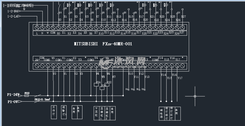 三菱plc电气原理图,plc输入输出显示