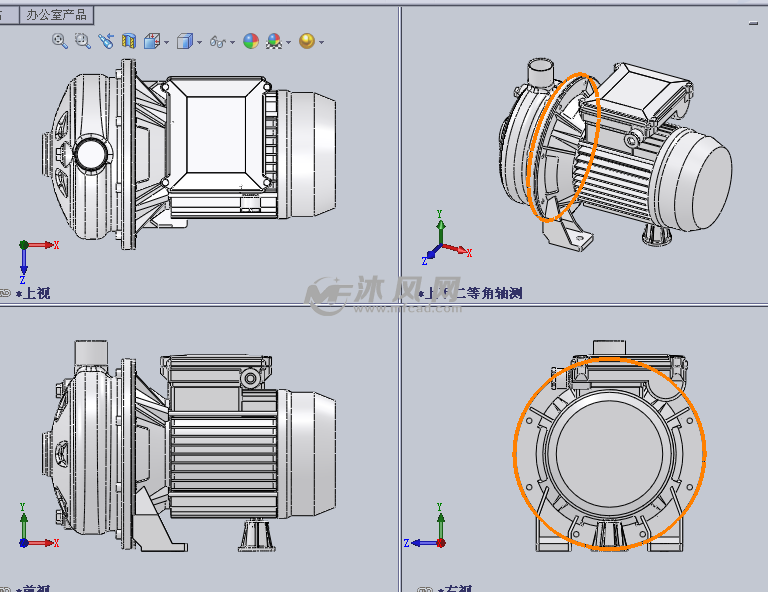 课程设计使用的液体泵设计模型三视图