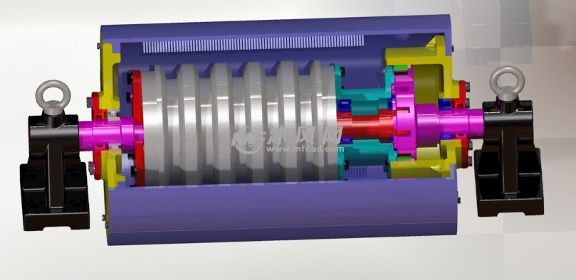 谐波推杆电动滚筒设计 - solidworks机械设备模