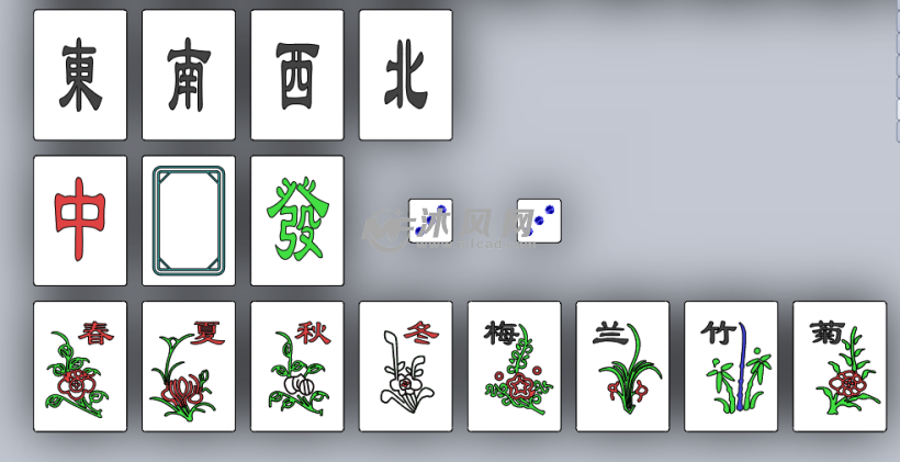 麻将(全部三维建模-带参数)模型 - solidworks玩具 ...