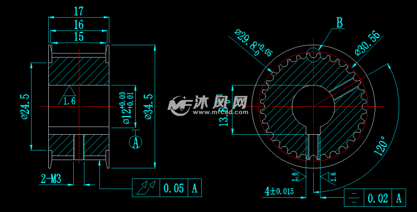 3m圆弧齿同步带轮加工设计图