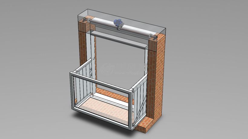 可伸缩电动阳台 电动开合结构 - solidworks机械