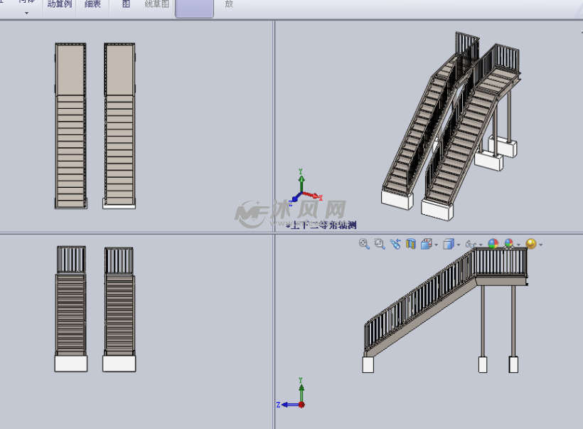 不锈钢复式楼梯设计模型三视图