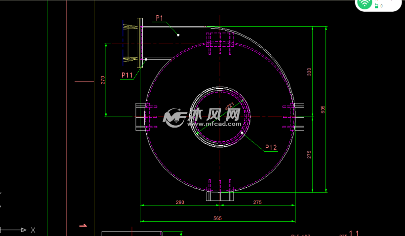 550旋风除尘器 - autocad化工环保设备图纸下载