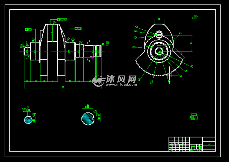 柴油机曲轴,摇臂及箱体零件图