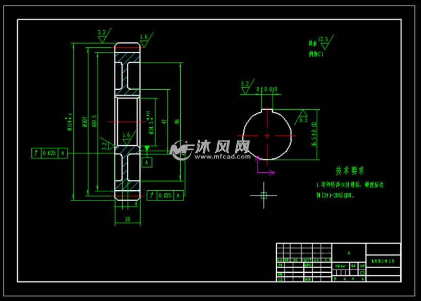 柴油机齿轮齿轮室盖零件图