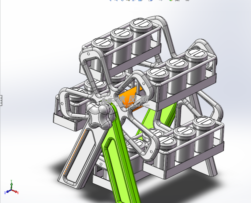 旋转风车式调味罐创意模型 - solidworks瓶子容