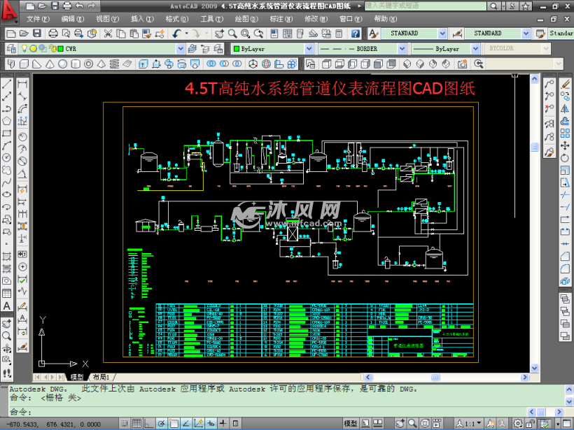 4.5T高纯水管道图纸仪表流程图CAD系统cad画怎样圆图片