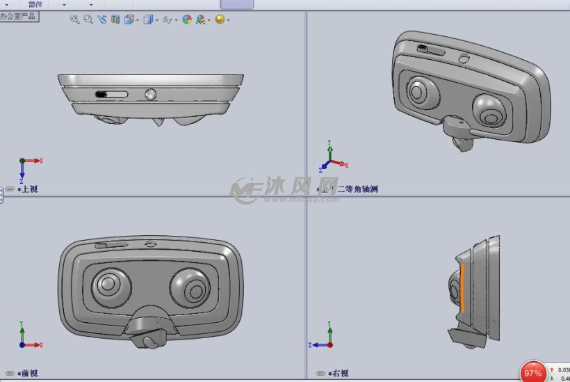 电池供电的安全性灯具设计模型三视图